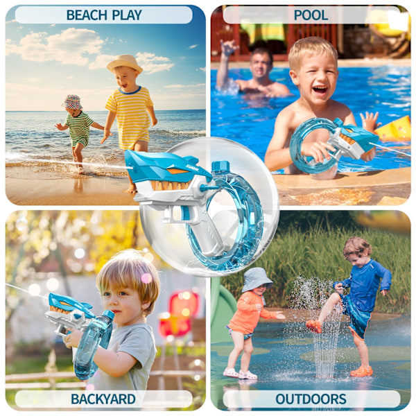 Elektrisk vattenpistol för vuxna och barn - Fjärrkontroll automatisk vattenpistol - Perfekt för sommarens poolpartyn - Cool hajdesign - Perfekt sommarpresent D