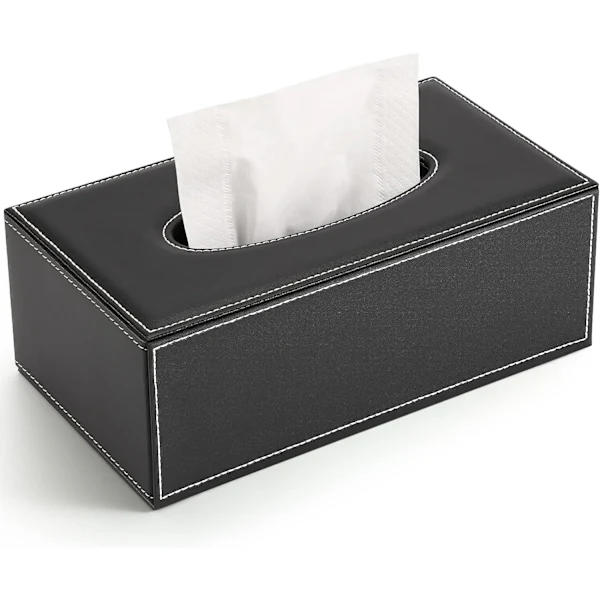 /EA/Rektangulär läder näsdukslåda (svart 1), restaurang PU-papper