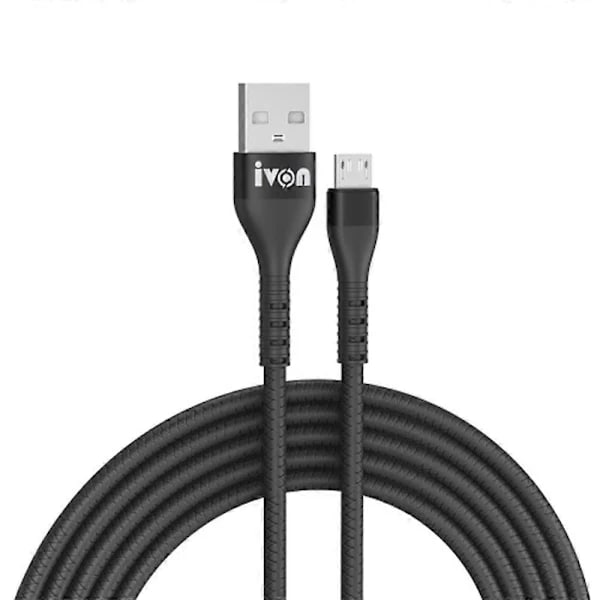 /EA/IVON CA92 Type B 1,5m USB til Micro USB Datakabel 2,4A Fleksibel Gummikabel