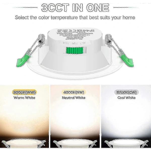 /EA/12 stk. 7W Vita LED Downlight Indbyggede Loftlamper Tynde Spotlights