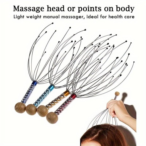 2 kpl päänahan hierontalaitteita, kädessä pidettävä hierontalaite syvään rentoutumiseen, hiusten stimulaatioon ja stress relief