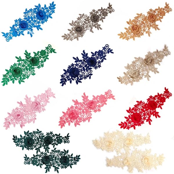 /EA/2 stk broderte blondeblomster lapper for reparasjon av klær jeans