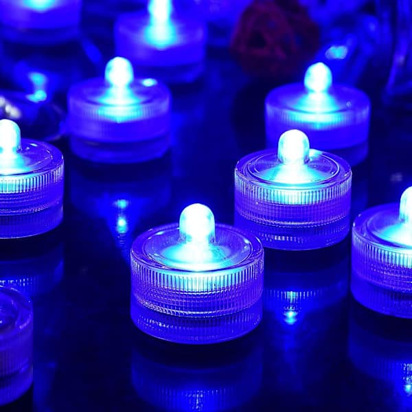 /EA/Blå Vandtæt Undervands Rund Mini LED Tealights Nedsænkbar