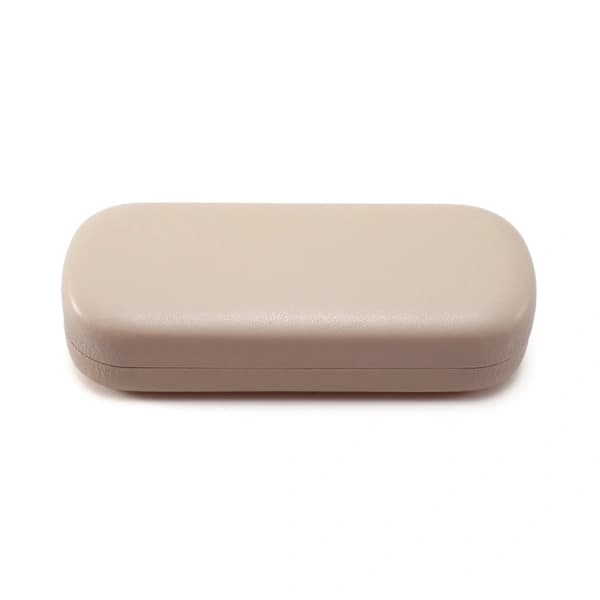 /EA/Hårt glasögonfodral (beige), PU-läder glasögonfodral, bärbart skydd