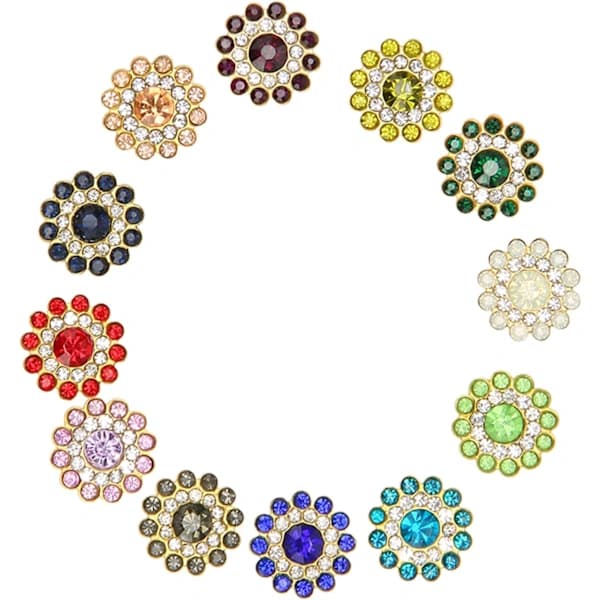 /EA/100-pack Blomsterklo-koppar, Multifunktionella Glasblomknappar, Sy Rhinestone Blomsterknappar