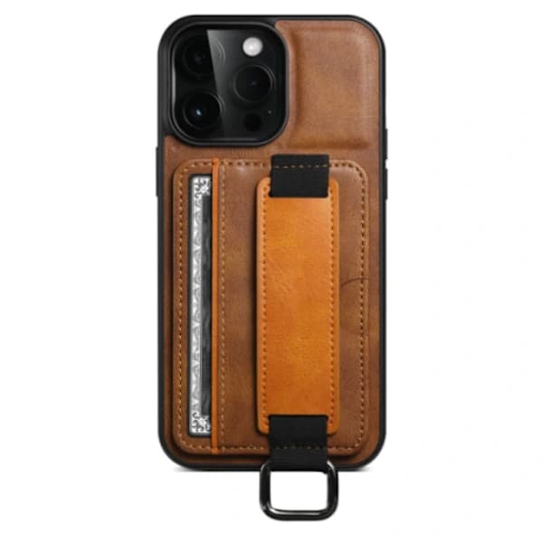 /EA/Brun, egnet for iPhone 15 ProMax kortholder telefondeksel i lær