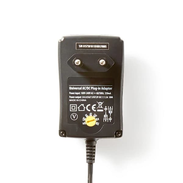 /EA/Universal strømforsyning | 18 W | 3 - 12 V DC | 1,80 m | 2,1 A | 6 stik | Sort