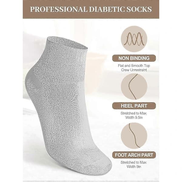 /EA/10 Par Diabetessokker til Kvinder, Ikke-strammende Ankelstrømper, Bløde Løse Strømper