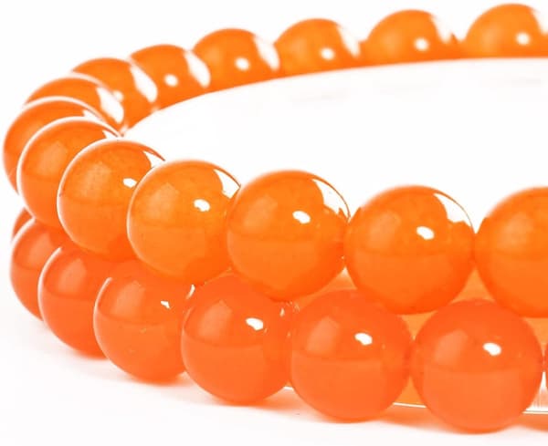 Perlearmbånd sæt med 2, elastiske glasperlearmbånd til Kongedagsfest og kvinder, orange, 16 cm, 8 mm perler
