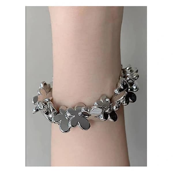 /EA/Silverfärgade elastiska hårscrunchies hästsvanshållare pärlhårrep stretchiga