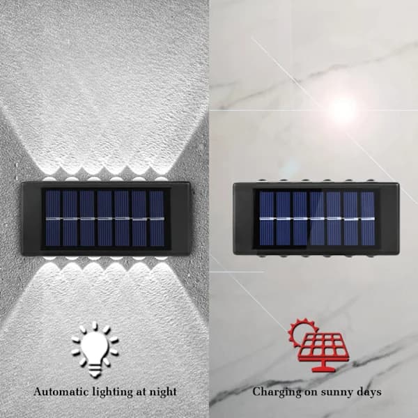 /EA/4-pak solcellelamper til udendørs brug, 6 LED vandtætte solcellelamper til hegn