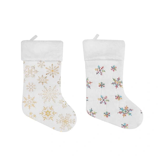 /EA/Hvit kunstig pels julestrømpe 2-pakning julepeis dekorasjon