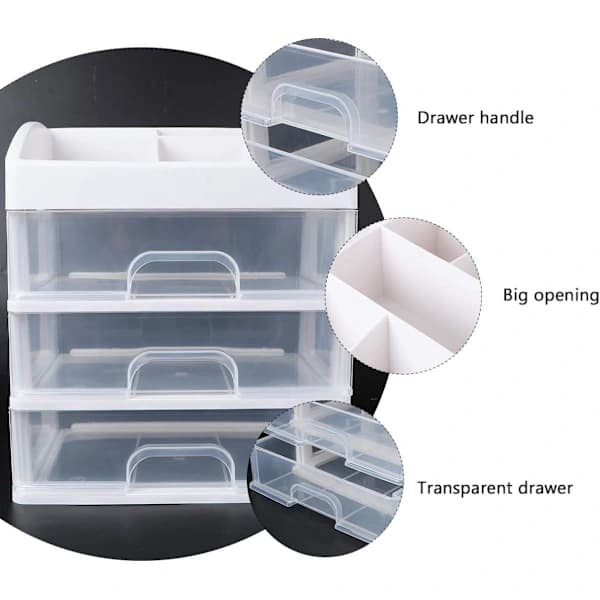 /EA/Makeup Organizer til skrivebord med 3 skuffer Kosmetik Organizer Display