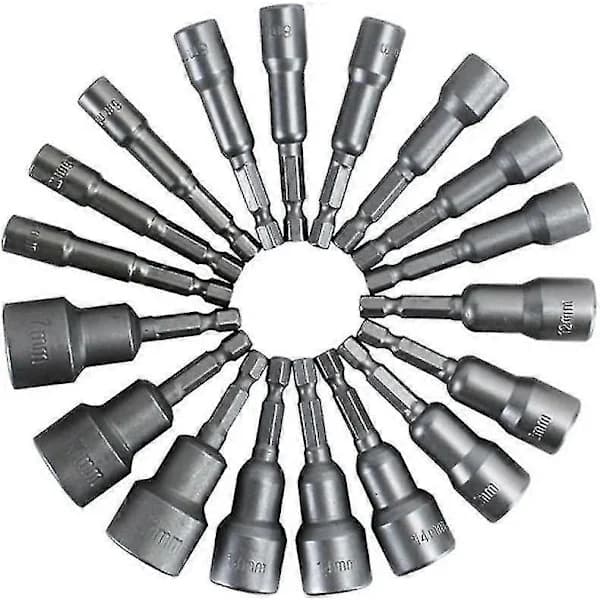 /EA/6-19mm Magnetisk Mutterdragare Borr Bits Set 1/4 Tum Hex Skaft Snabbväxling Metrisk Mutterdragare Set - 14st-XT