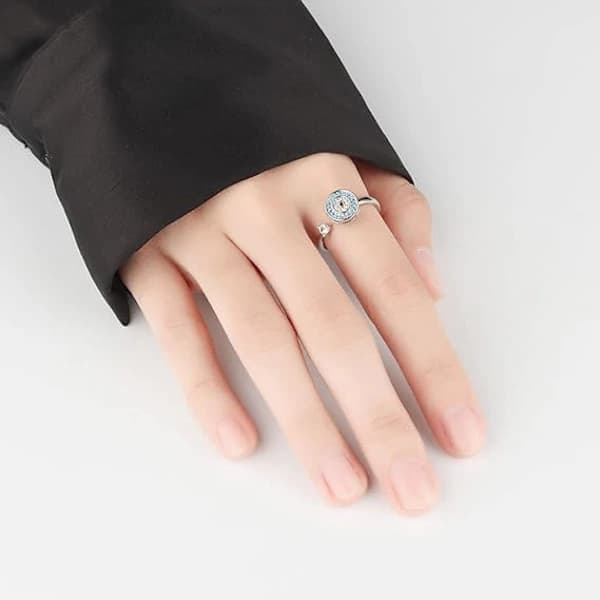/EA/Rundt Ondt Øje Anti-Angst Spinner Ring, Skive Amulet Djævelens Øje