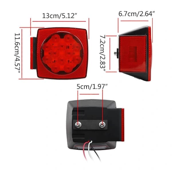 /EA/Lastbil 12LEDs Trailer Blinklysindikator Nummerpladelygte Bakbremselygte