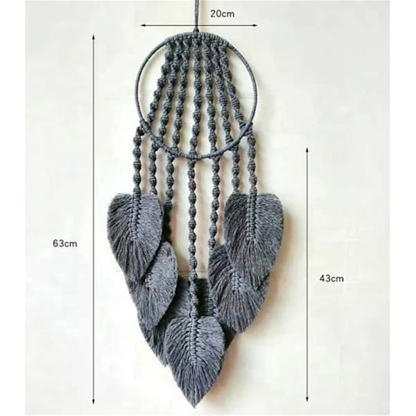 /EA/Vævede bomuldsdrømmefangere med fjer og pompom - Boheme i