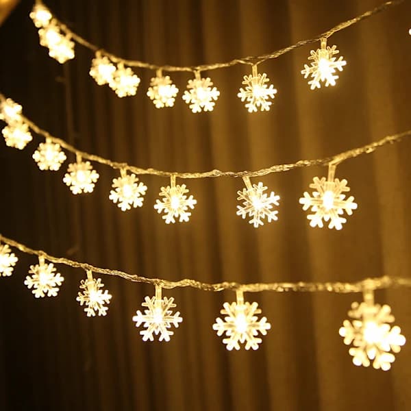 /EA/ Farvede lyskæder, 6M 40LED julesnefnug USB og
