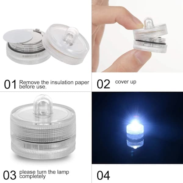 /EA/ 12 vedenpitävän LED-valon sarja, sukellusvalot, vedenpitävät tealight-kynttilät