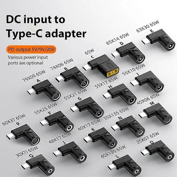 /EA/65W DC Firkantet Type A til USB Type-C PD Strømadapter Hun til Han Konverter til Mobile Enheder