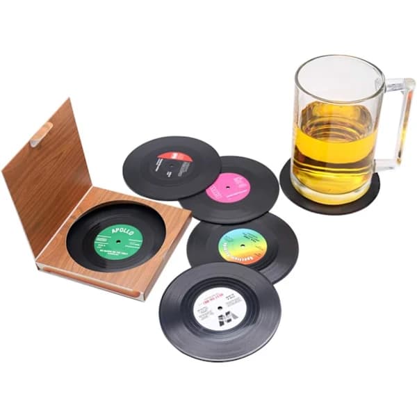 /EA/6 stk. sorte CD-skive coasters