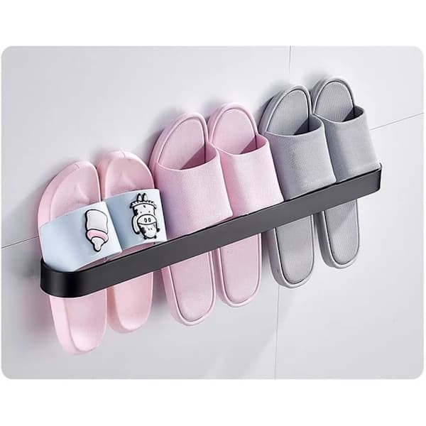 /EA/Solid håndklædeholder Tyk Sort Rustfast aluminium håndklædeholder Vægmonteret håndklædestativ - 60 cm Sort,