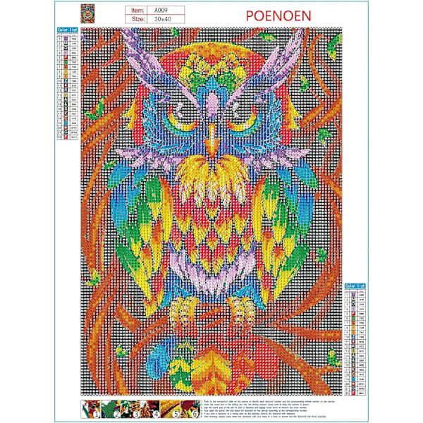/EA/30*40cm Farverig ugle 5D diamantmaleri sæt til voksne, DIY fuld