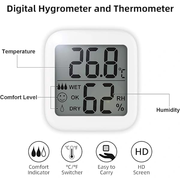 /EA/Digitalt hygrometer innendørs termometer romtermometer og fuktighet