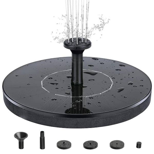 Solar Springvandspumpe Med 4 Dyser ABS Vandspray Til Fuglebad Dam Sort 13 Cm