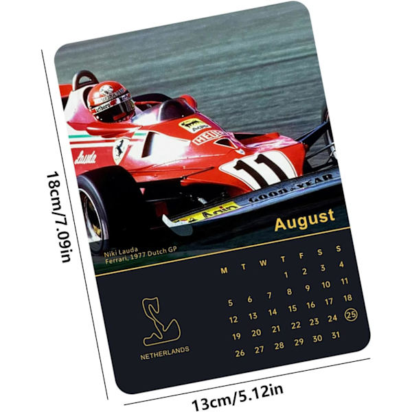 F1 Kalender 2024 Bordskalender – Formel 1 racingprogram bordskalender med racingbilder