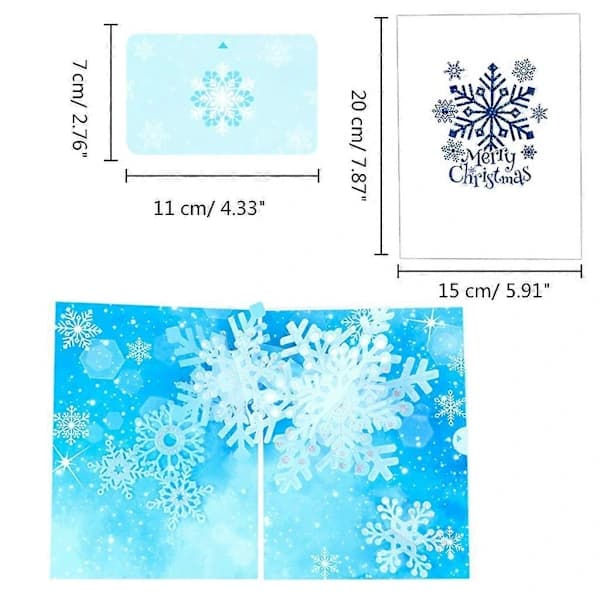 /EA/3D Snöflinga Julkort Papperstallrik med Kuvert Vykort