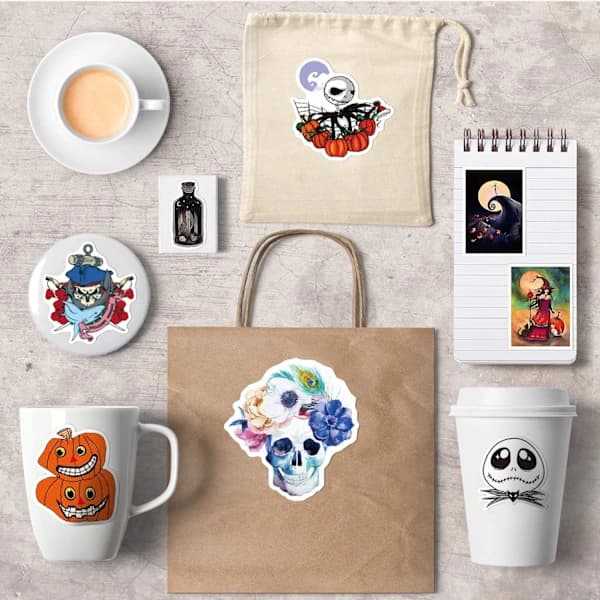 /EA/50 Halloween-tarraa Doodle Clip Art -tarroja