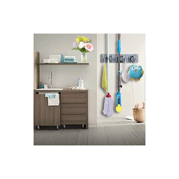 /EA/Lysegrå 3 kroker 4 kroker svart kort kule multifunksjonell plastmoppstativ avløpslagringsstativ