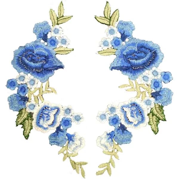/EA/Applikasjon Sy-på Stryk-på Patch Blomst DIY Broderi Blå Patch E