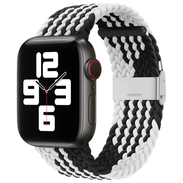 Kompatibel med Apple Watch -remmar 40 mm till 49 mm rem Flätad nylon Justerbar spännes rem Justerbar flätad enkelloop elastisk sportrem Z black and white 38mmor40mmor41mm