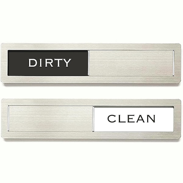 Dishwasher Magnet Clean Dirty Sign, Premium Alloy Black and White Non-Scratch/Kitchen Decor/Easy to Read & Slide/Strong Magnet-WQ