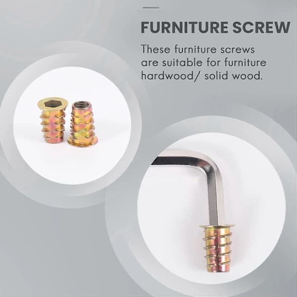 /EA/100 kpl M6 x 15 mm Huonekaluruuvi Mutteri Kierteellä