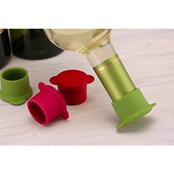 Reusable and Unbreakable Wine Stoppers - Silicone Bottle Plugs to Keep Wine Fresh for Days - 5 pcs