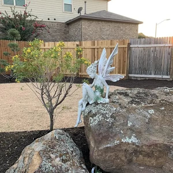 /EA/Havedværg Siddende Alfer 22cm Engel Statue Havedværg
