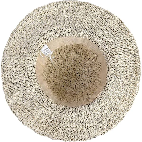 /EA/Damehatt i halm, strand, sammenleggbar solhatt, stor floppy hatt i papir