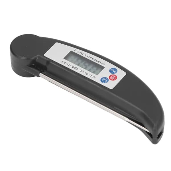 /EA/Kötttemperaturmätare Snabb digital mattermometer med vikbar sond för matlagning Svart