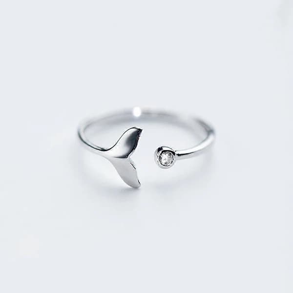 /EA/Stilig Trendy Solid Justerbar Ring Hvalhale Enkel Båndring Fiskeørering