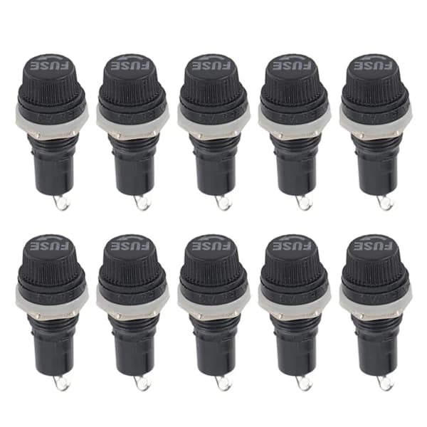 /EA/10 stk. 5x20 mm panelmonterede skruelågssikringsholdere til radioglasrørsikringer