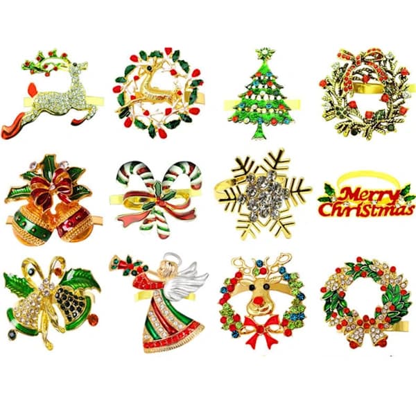 /EA/12 st julservettringar julgran kostym älg snöflinga