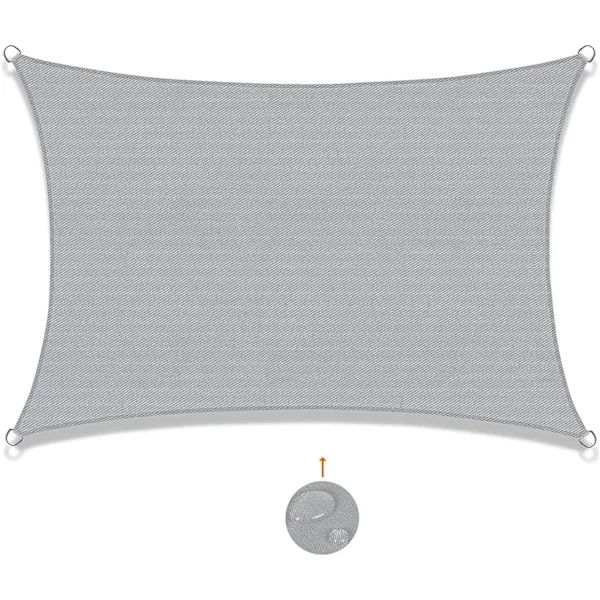 /EA/Solsejl, vandafvisende, 2 x 4 m, polyester, rektangulær, grå