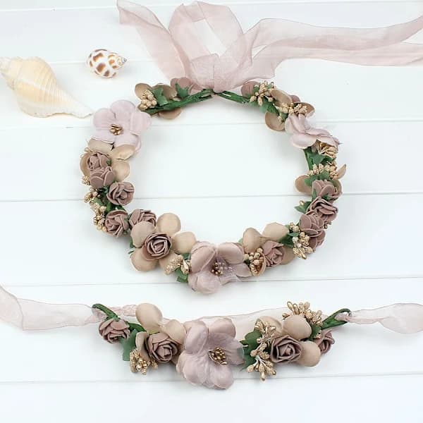 /EA/Blomsterkrans, Blomsterhodebånd Blomsterkrans Hodebånd Boho Rose