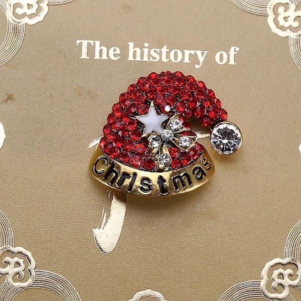 /EA/1 stk. Julekrystal Rhinestone Julehat Broche Pin