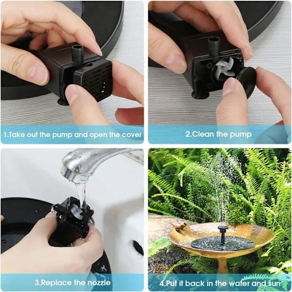 /EA/ Solar flydende springvandspumpe med 6 springvandsstile med solpaneler til havedamme
