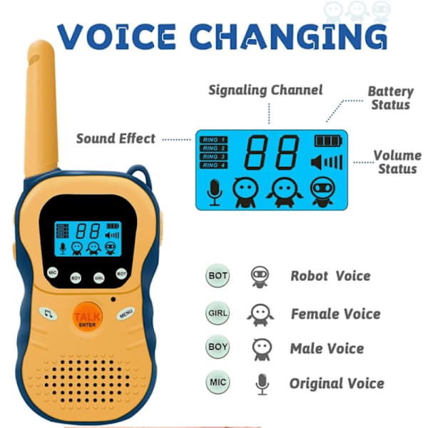 /EA/ 2-pack med 3 kilometer intelligenta barnwalkie-talkies, med
