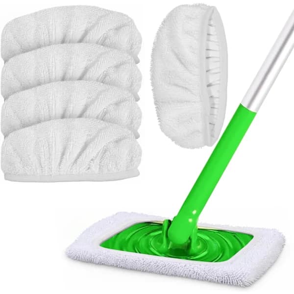 /EA/5-pak Genanvendelige Mikrofiber Moppe Rengøringspuder til Swiffer Moppe, Vaskbare Moppepuder, Moppe Erstatningspuder til Gulvrengøring
